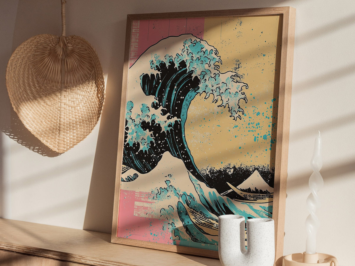 Hokusai Wave - Pop Poster | Travel Art Print — styled in an interior