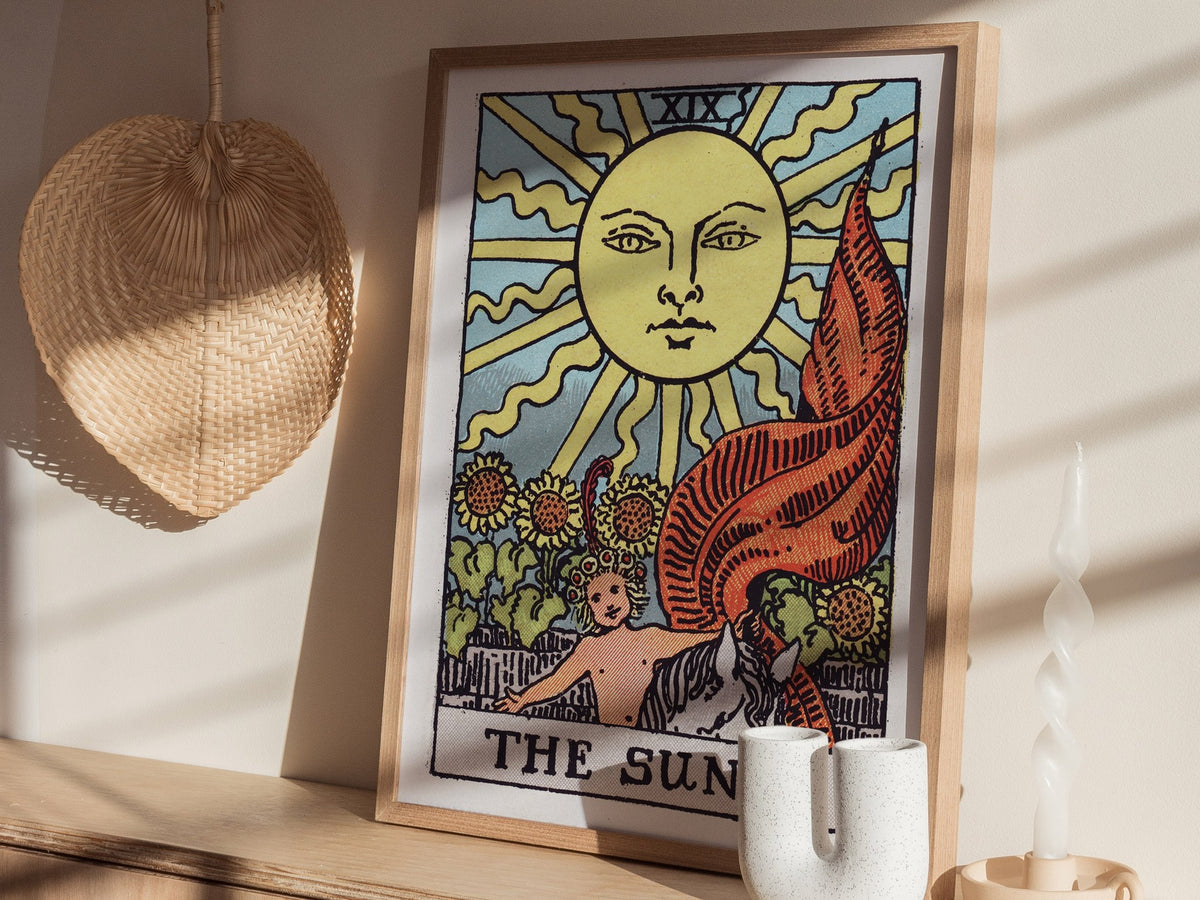 The Sun Poster | Tarot Art Print — styled in an interior