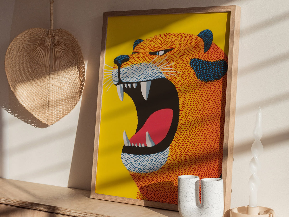 Roaring Tiger Poster | Kids Art Print — styled in an interior
