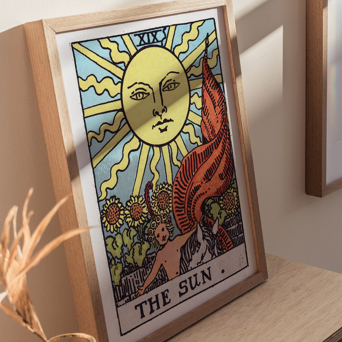The Sun Poster | Tarot Art Print — styled in an interior