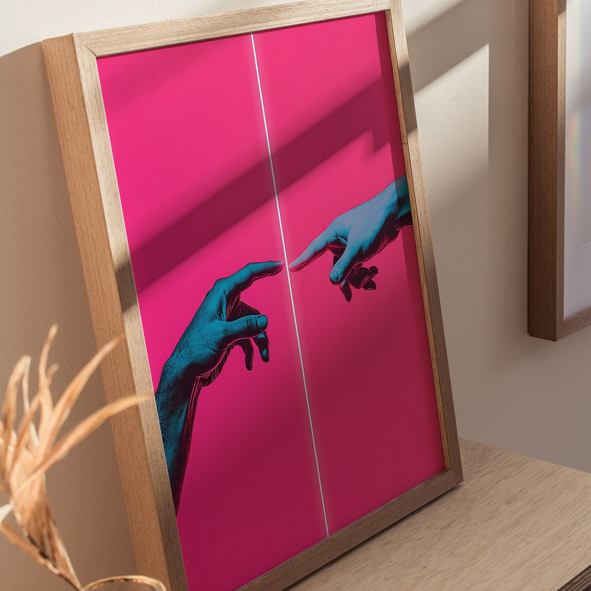 Neon Michelangelo Poster | Artistic Art Print — styled in an interior