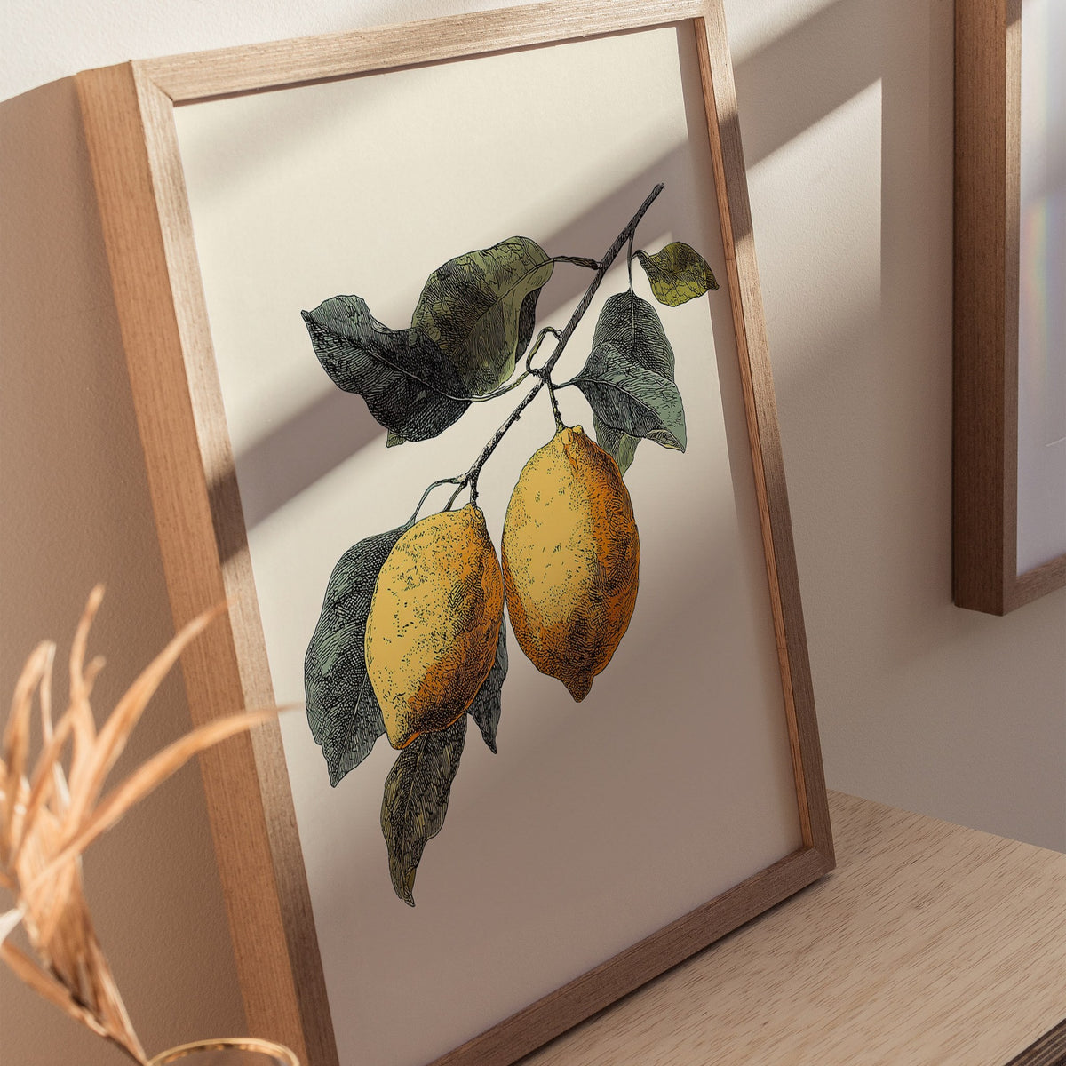 Lemons 01 Poster | Floral and Plants Art Print — styled in an interior