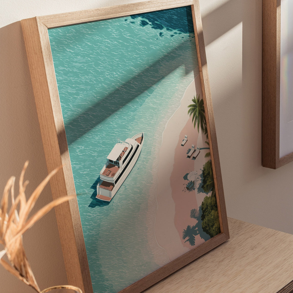 Luxury Yacht Poster | Liminal Art Print — styled in an interior