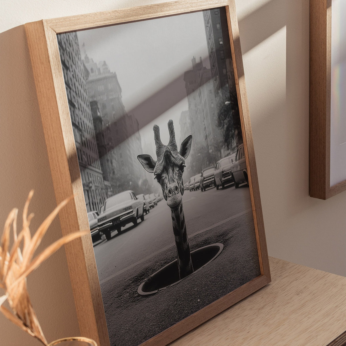 NYC Giraffe Poster | Wildlife Art Print — styled in an interior