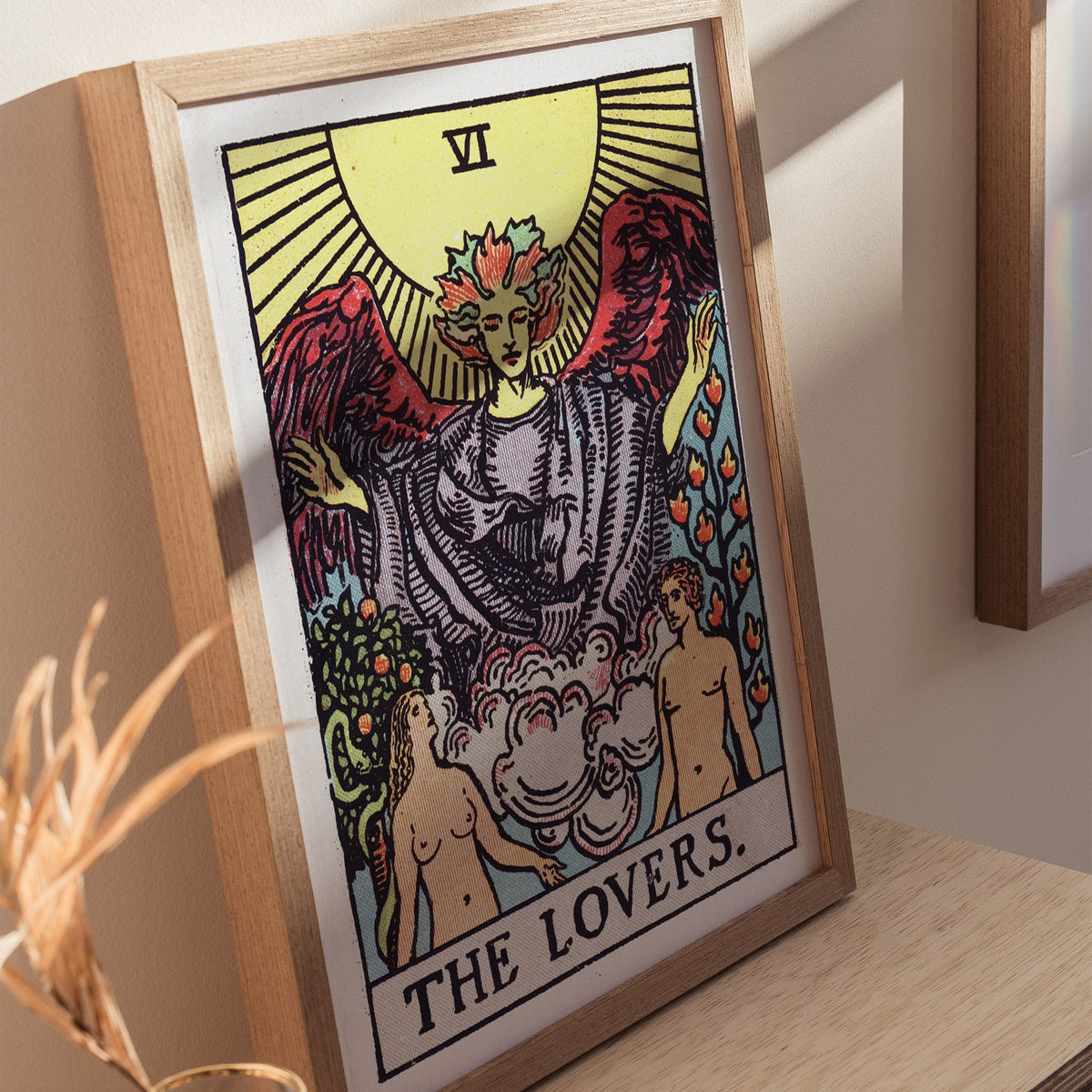 The Lovers Poster | Tarot Art Print — styled in an interior