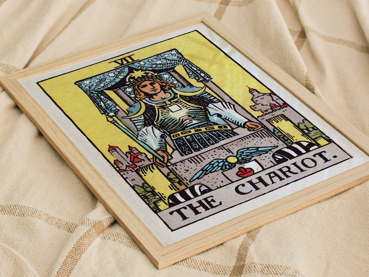 The Chariot Poster | Tarot Art Print — styled in an interior