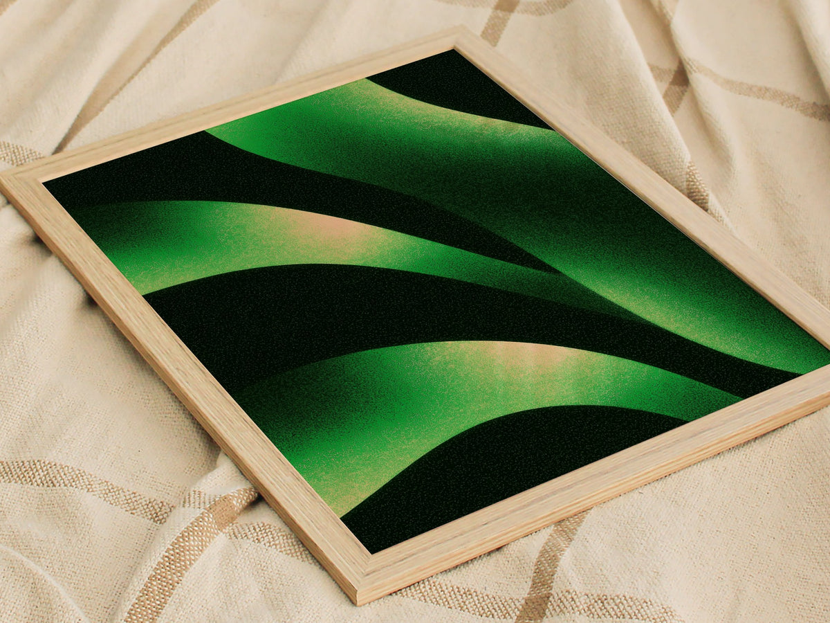 Sorrel Leaf Curves Poster | Lime and Black Illustrative Art Print | Kitchen Wall Art — styled in an interior
