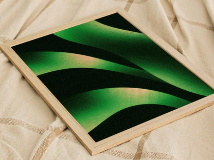Sorrel Leaf Curves Poster | Lime and Black Illustrative Art Print | Kitchen Wall Art — styled in an interior