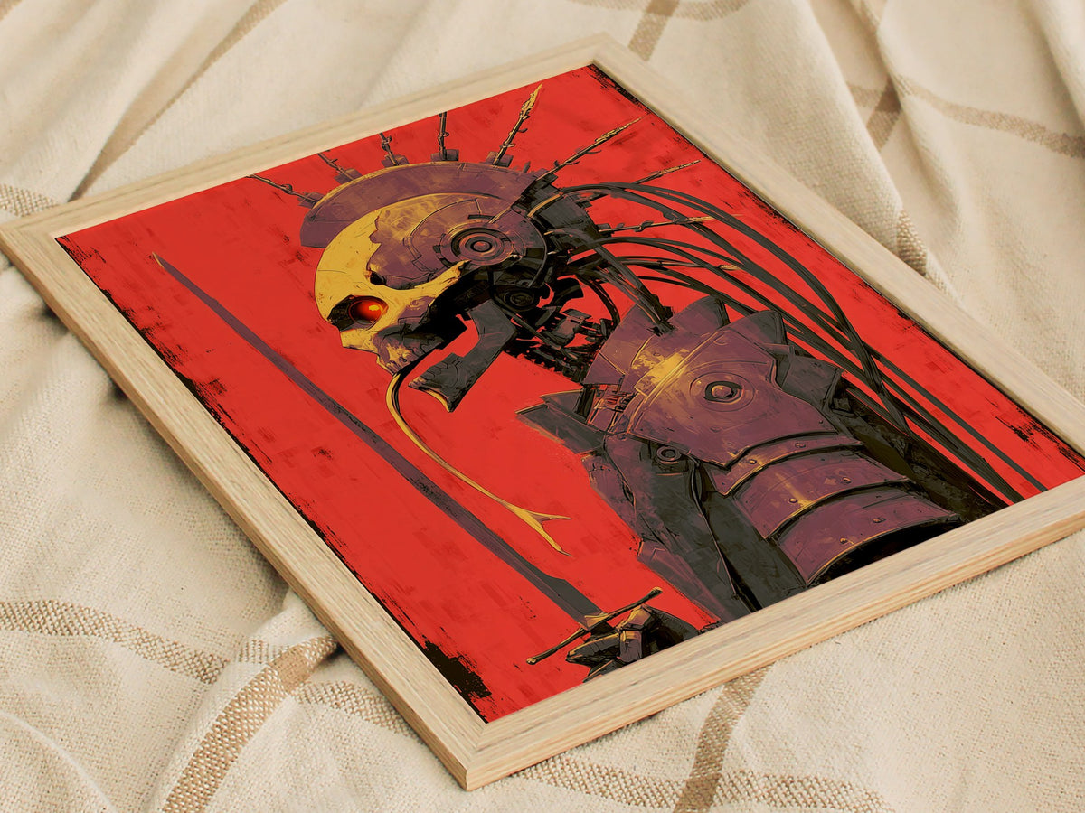 Cyberpunk Death Poster | Tarot Art Print — styled in an interior