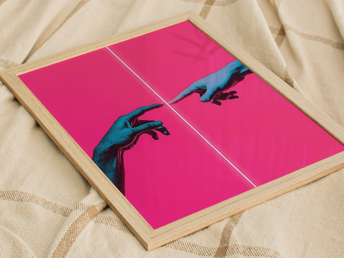 Neon Michelangelo Poster | Artistic Art Print — styled in an interior