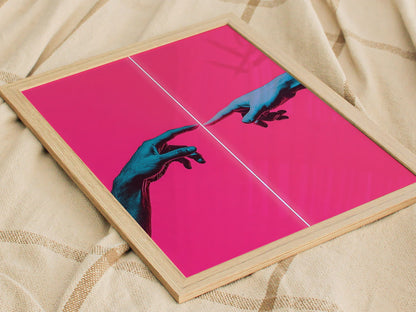 Neon Michelangelo Poster | Artistic Art Print — styled in an interior