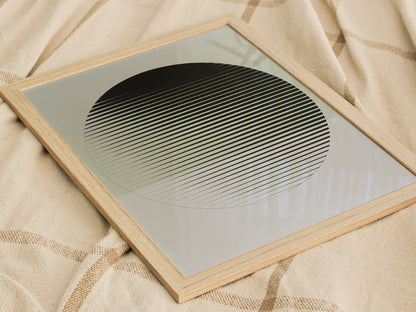 gradient-ellipse Poster | Black and White Minimalism Art Print | Minimalist Wall Art — styled in an interior