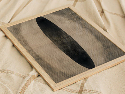 Gradient Ellipse Poster | Black and Grey Minimalism Art Print | Minimalist Wall Art — styled in an interior