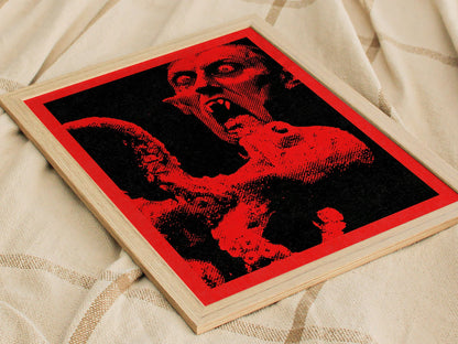 Vampire Grips Prey Poster | Red and Black Screen Print Art Print | Goth Wall Art — styled in an interior