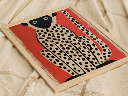 spotted-lemur Poster | Black and Ochre Screen Print Art Print | Kids Room Wall Art — styled in an interior