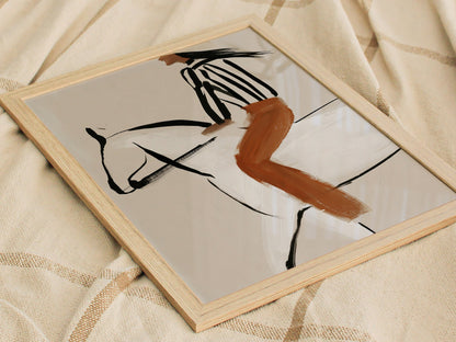 Rider Turns West Poster | Rust and Cream Illustrative Art Print | Western Wall Art — styled in an interior