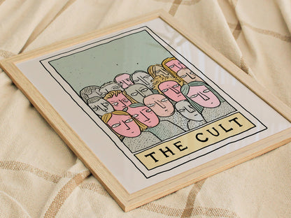 The Cult Poster | Sage and Dusty Pen and Ink Art Print | Tarot Wall Art — styled in an interior