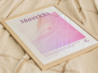 Mavericks - Retro Poster | Surf Art Print — styled in an interior