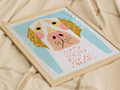 Golden Ears Poster | Mustard and Pink Illustrative Art Print | Kids Room Wall Art — styled in an interior