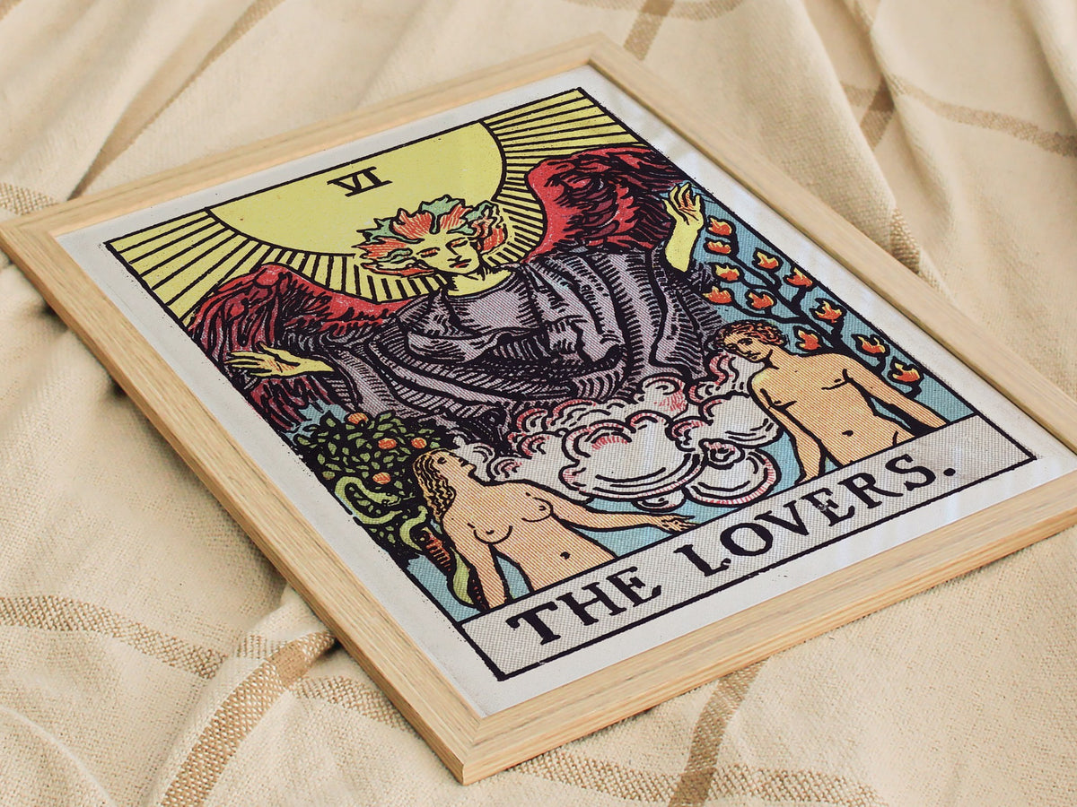 The Lovers Poster | Tarot Art Print — styled in an interior