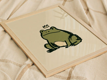 Frog Rules Poster | Olive and Cream Illustrative Art Print | Kids Room Wall Art — styled in an interior