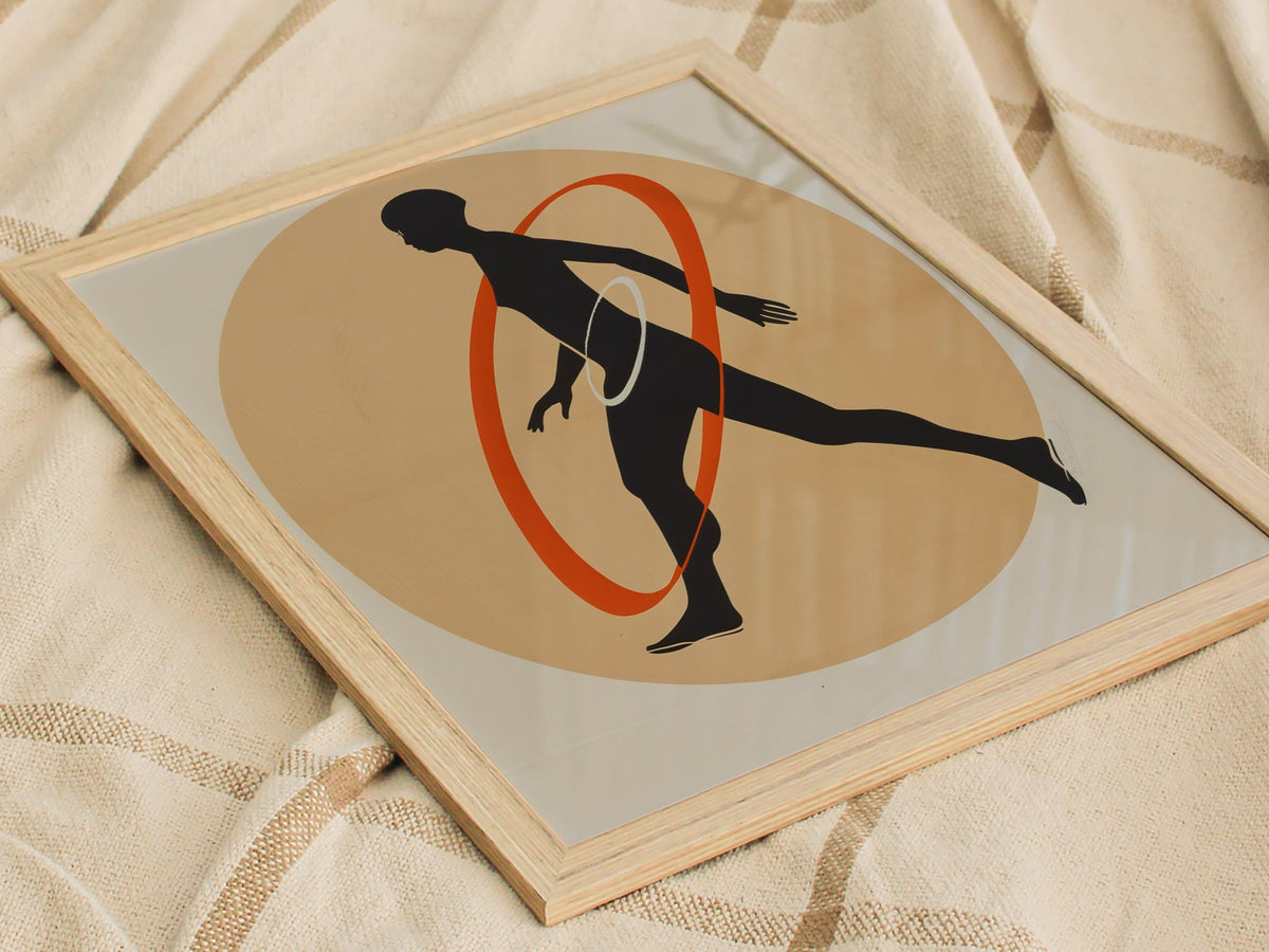 Hula Loop Poster | Coral and Orange Minimalism Art Print | Minimalist Wall Art — styled in an interior