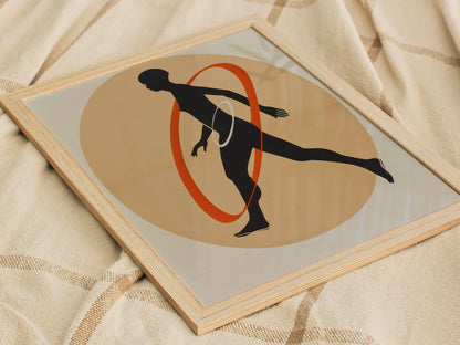 Hula Loop Poster | Coral and Orange Minimalism Art Print | Minimalist Wall Art — styled in an interior