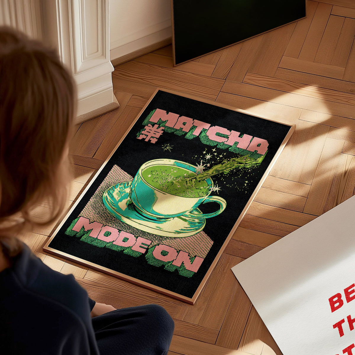 Matcha Mode Poster | Typography Art Print — styled in an interior