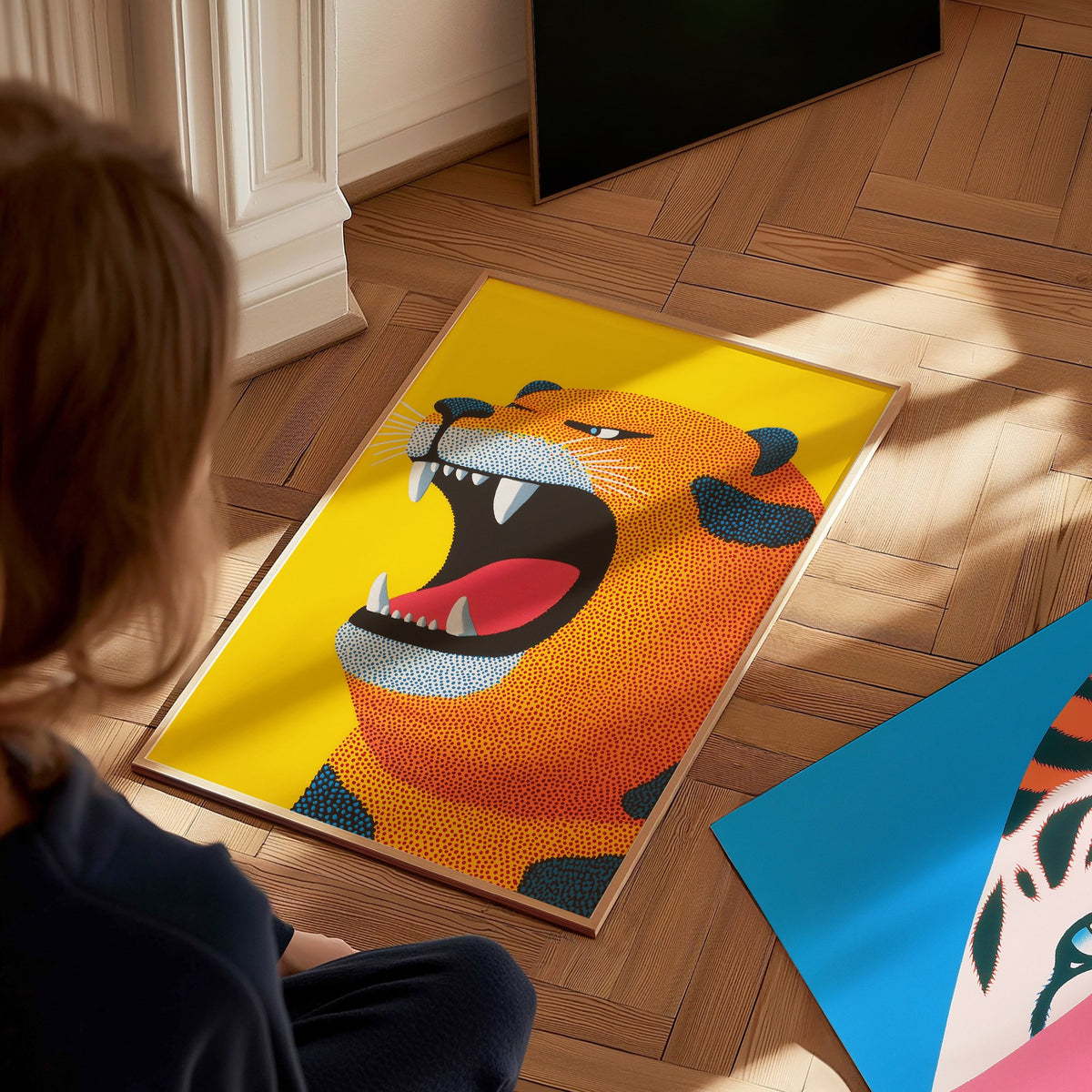 Roaring Tiger Poster | Kids Art Print — styled in an interior
