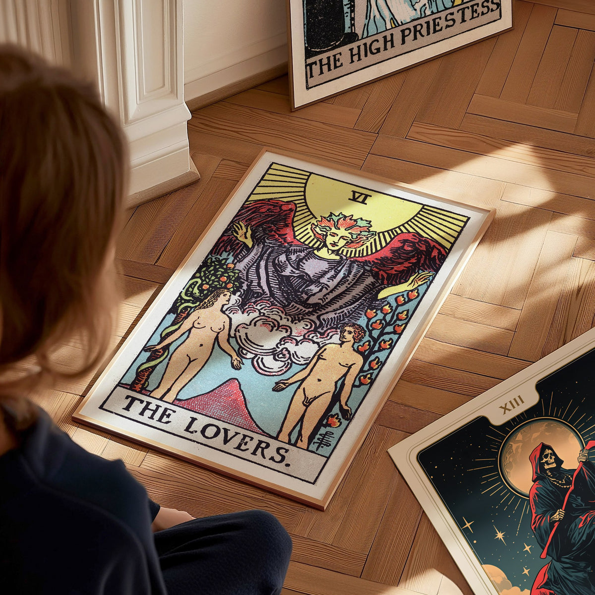 The Lovers Poster | Tarot Art Print — styled in an interior