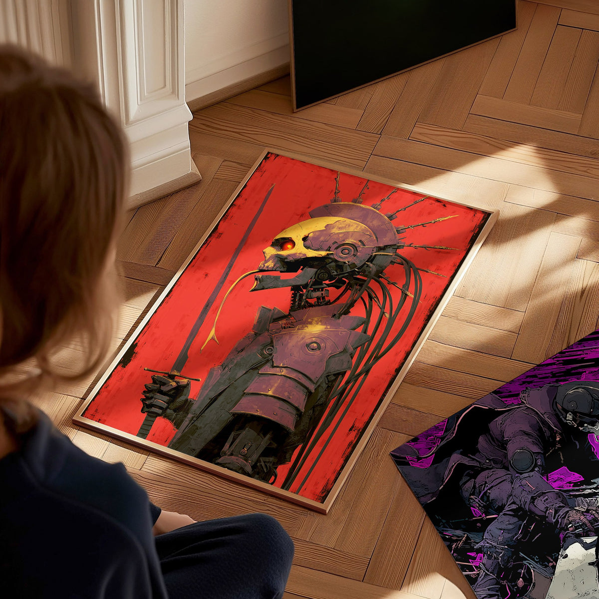 Cyberpunk Death Poster | Tarot Art Print — styled in an interior