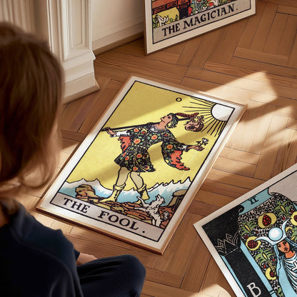The Fool Poster | Tarot Art Print — styled in an interior