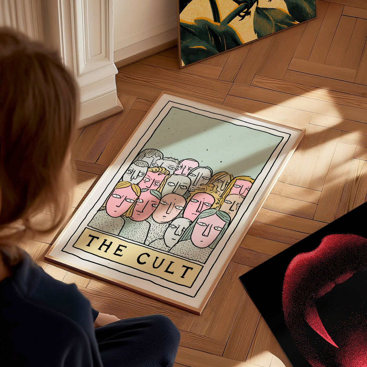 The Cult Poster | Sage and Dusty Pen and Ink Art Print | Tarot Wall Art — styled in an interior