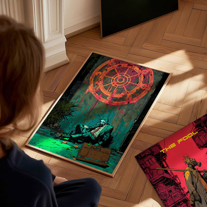 Wheel of Fortune Poster | Tarot Art Print — styled in an interior