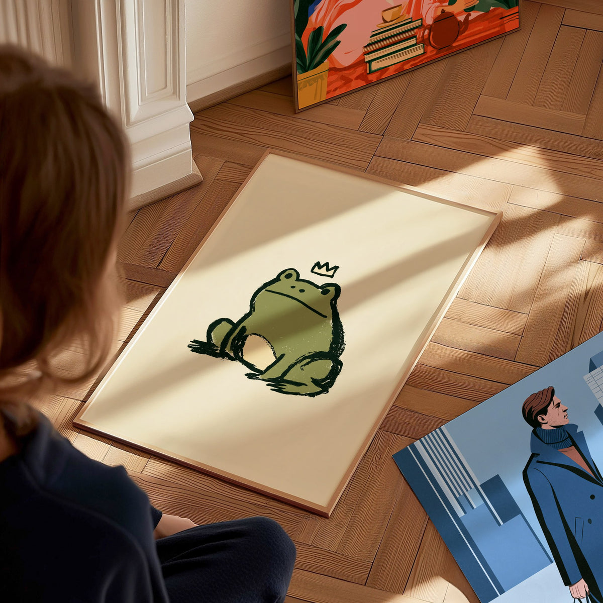 Frog Rules Poster | Olive and Cream Illustrative Art Print | Kids Room Wall Art — styled in an interior