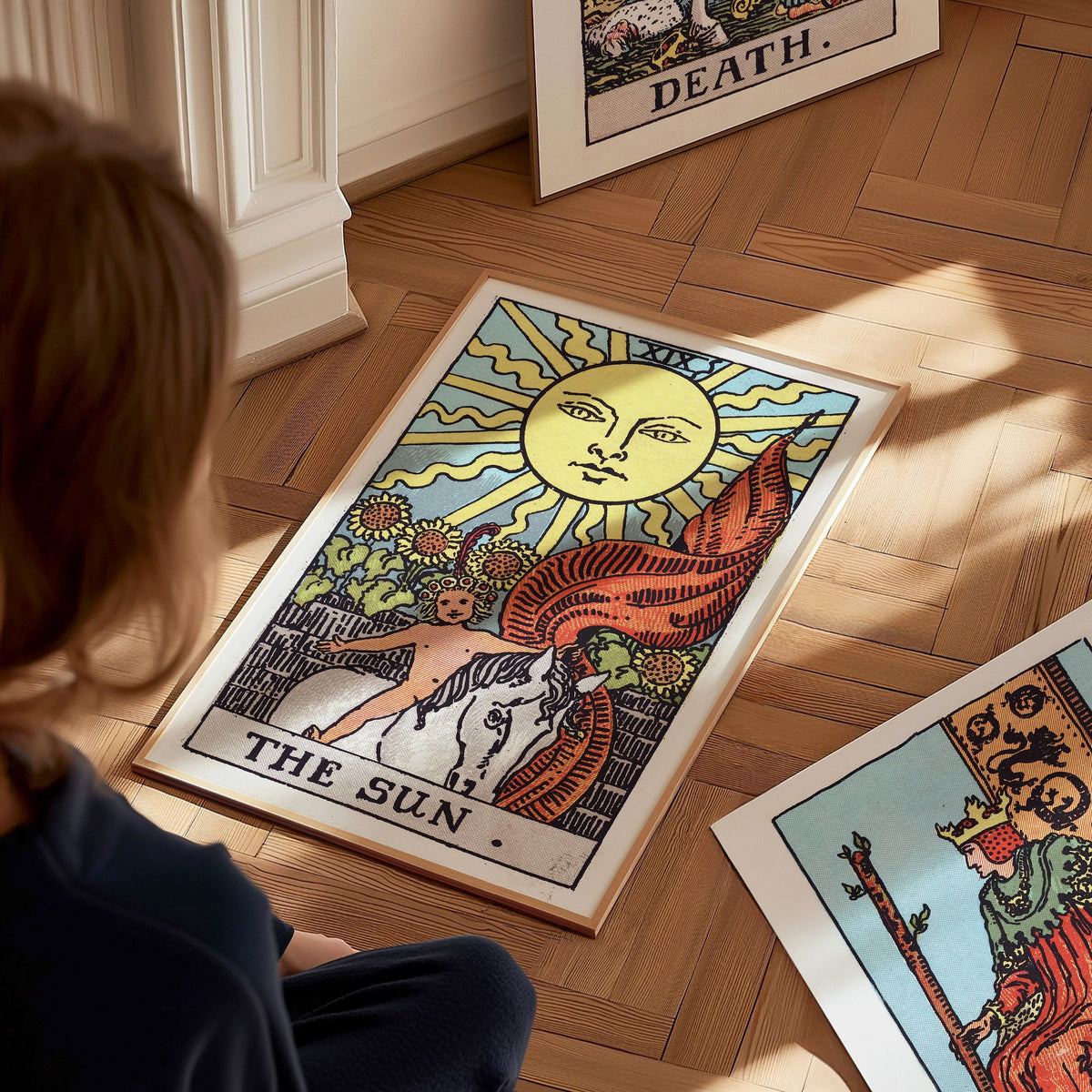 The Sun Poster | Tarot Art Print — styled in an interior