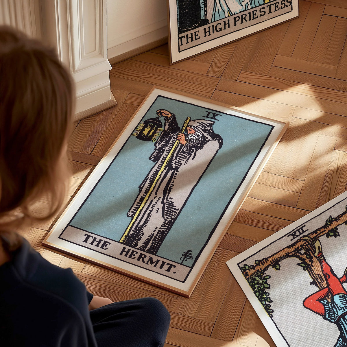 The Hermit Poster | Tarot Art Print — styled in an interior