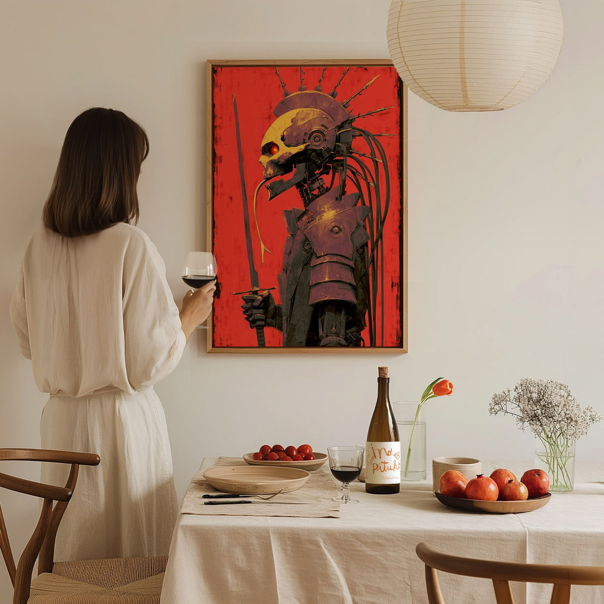 Cyberpunk Death Poster | Tarot Art Print — styled in an interior