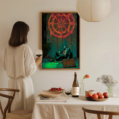 Wheel of Fortune Poster | Tarot Art Print — styled in an interior