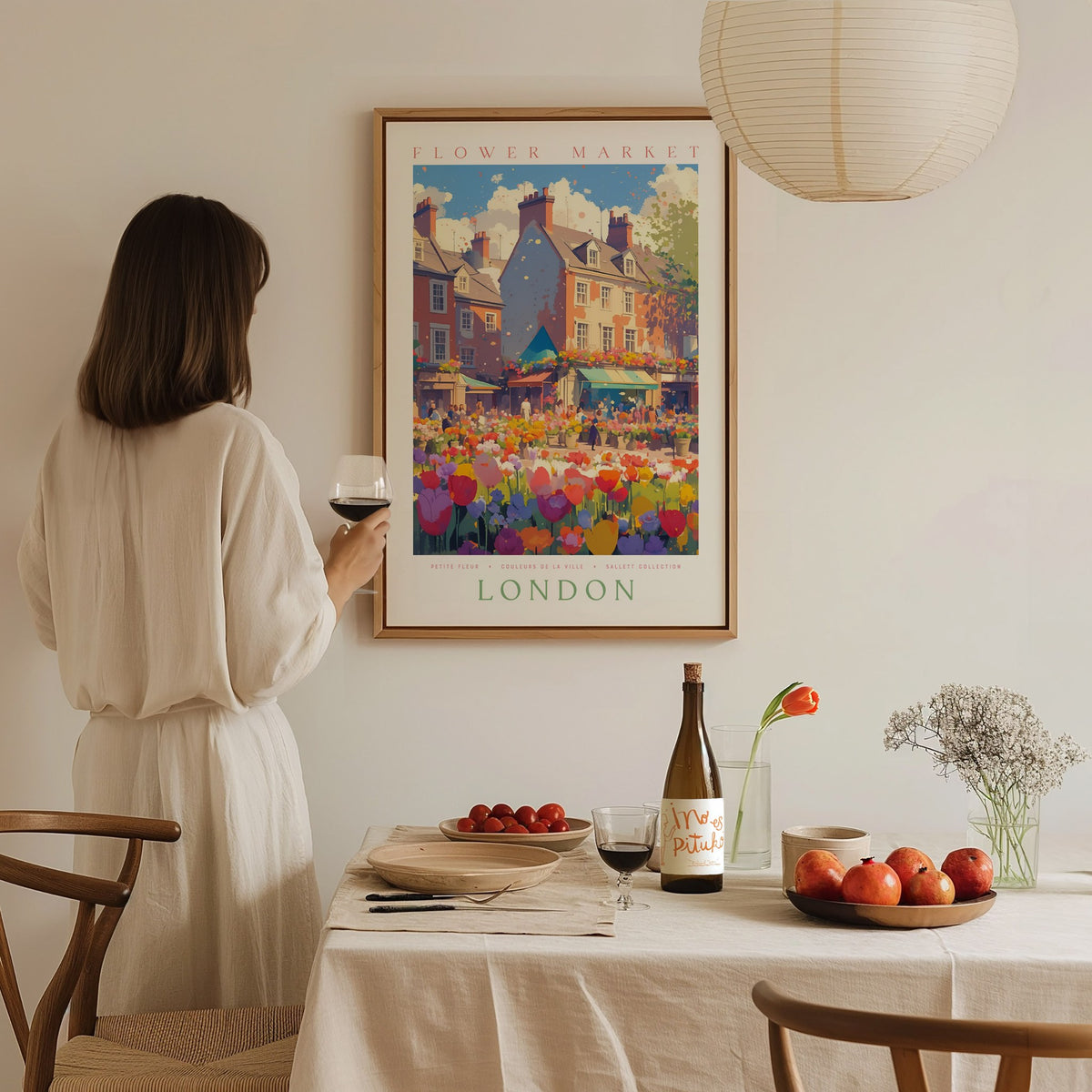 Flower Market London Poster | Floral and Plants Art Print — styled in an interior