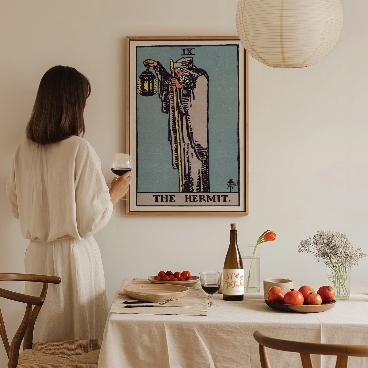The Hermit Poster | Tarot Art Print — styled in an interior