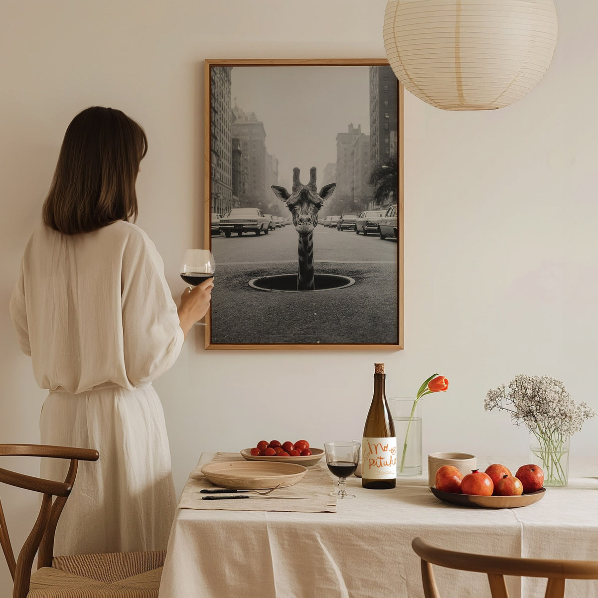 NYC Giraffe Poster | Wildlife Art Print — styled in an interior