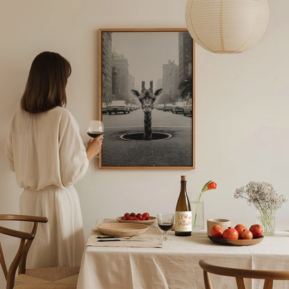 NYC Giraffe Poster | Wildlife Art Print — styled in an interior
