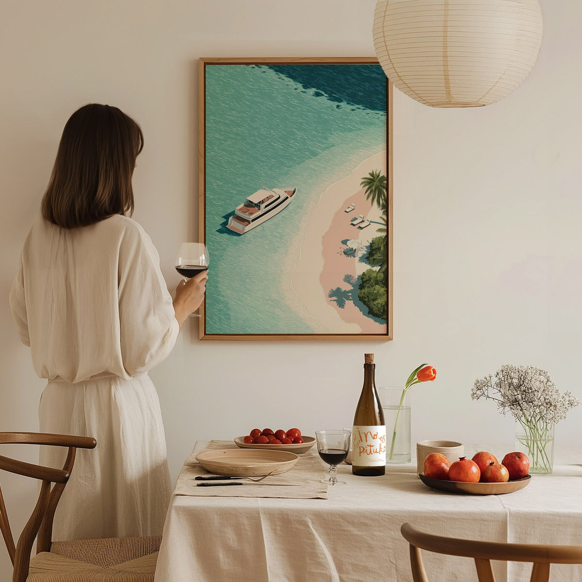 Luxury Yacht Poster | Liminal Art Print — styled in an interior