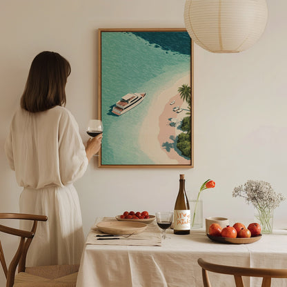 Luxury Yacht Poster | Liminal Art Print — styled in an interior