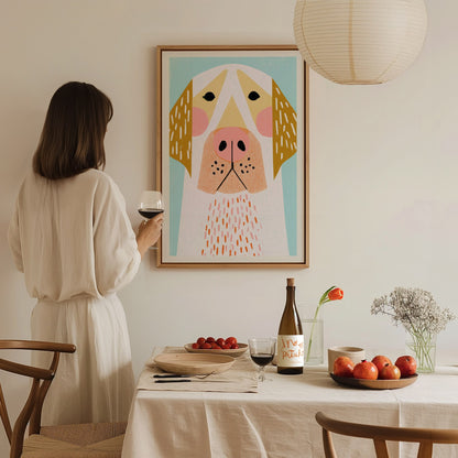 Golden Ears Poster | Mustard and Pink Illustrative Art Print | Kids Room Wall Art — styled in an interior