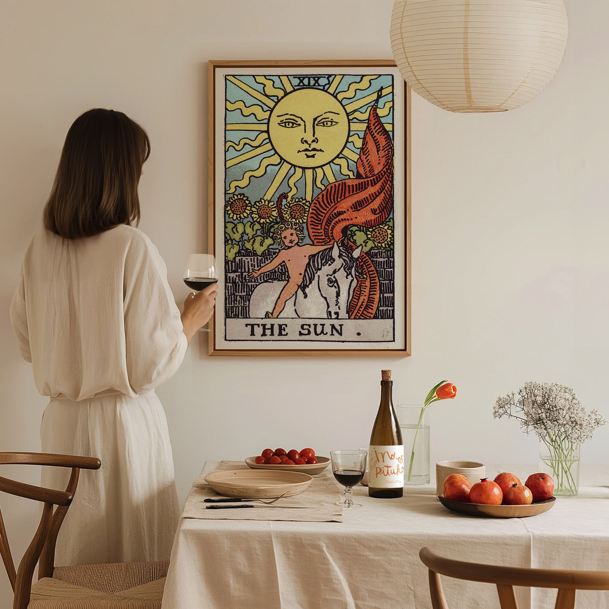 The Sun Poster | Tarot Art Print — styled in an interior