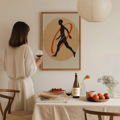 Hula Loop Poster | Coral and Orange Minimalism Art Print | Minimalist Wall Art — styled in an interior