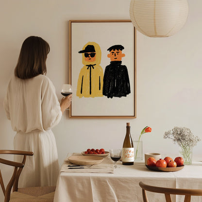 Yellow Hood Black Poster | Yellow and Black Illustrative Art Print | Streetwear Wall Art — styled in an interior