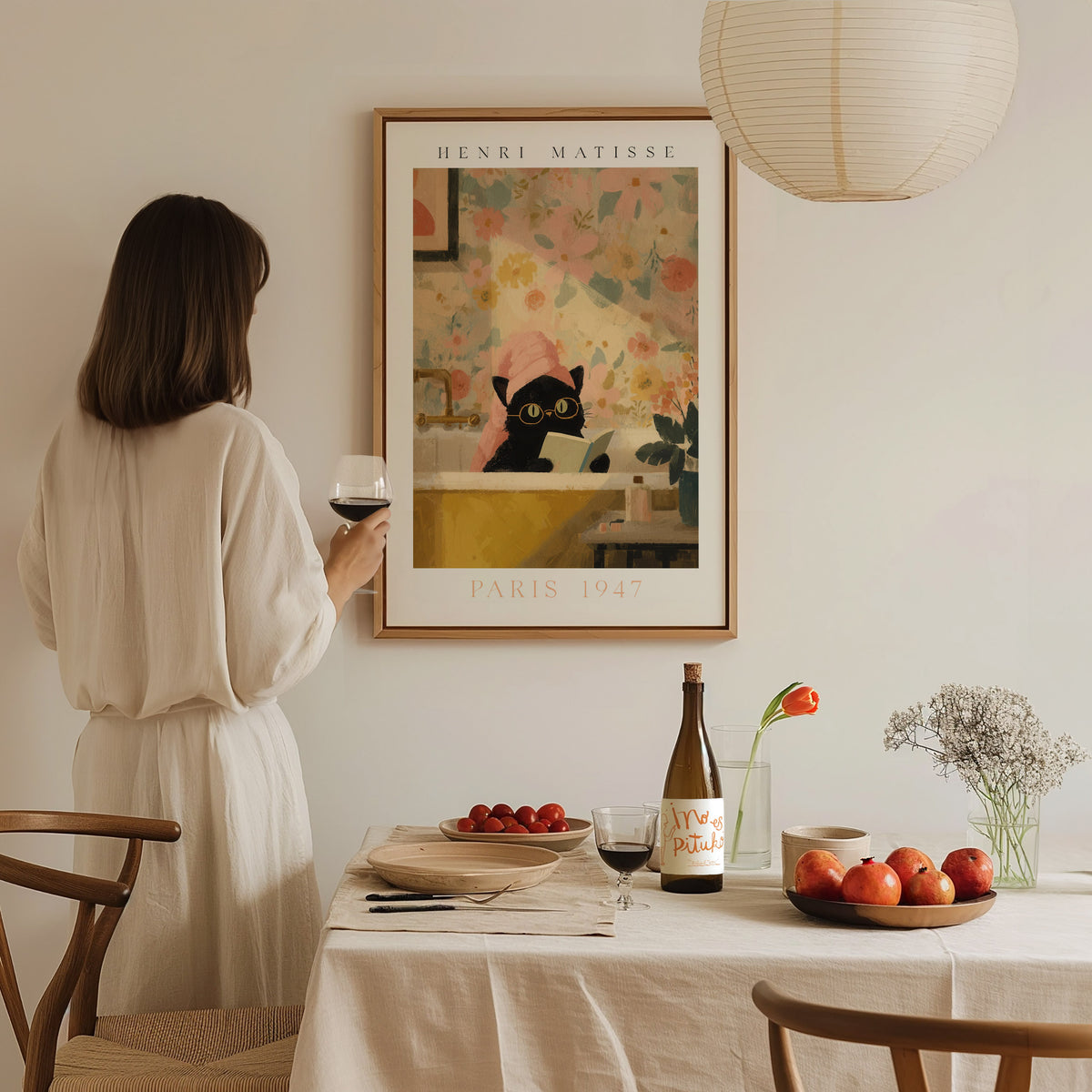 Matisse Cat Tub Poster | Animals Art Print — styled in an interior